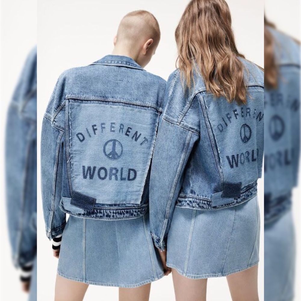 Zara “Different World“ Patchwork Denim Jacket - image 1
